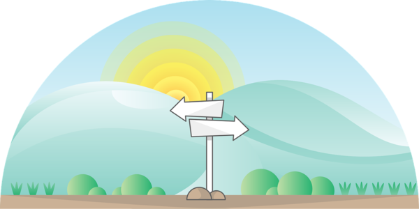 Berge mit Wegweiser Berge mit Wegweiser